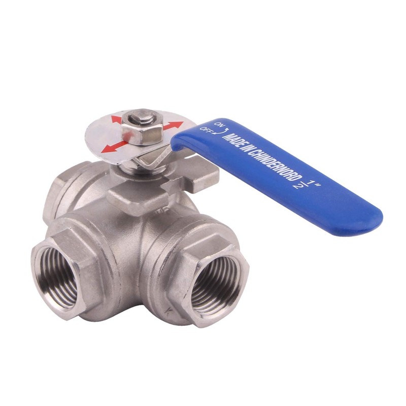 DERNORD 3-Way Ball Valve, T Mounting Pad, Stainless Steel 304