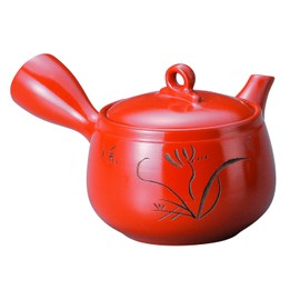 Yamakiikai F1022 Red Orchid Carved Teapot