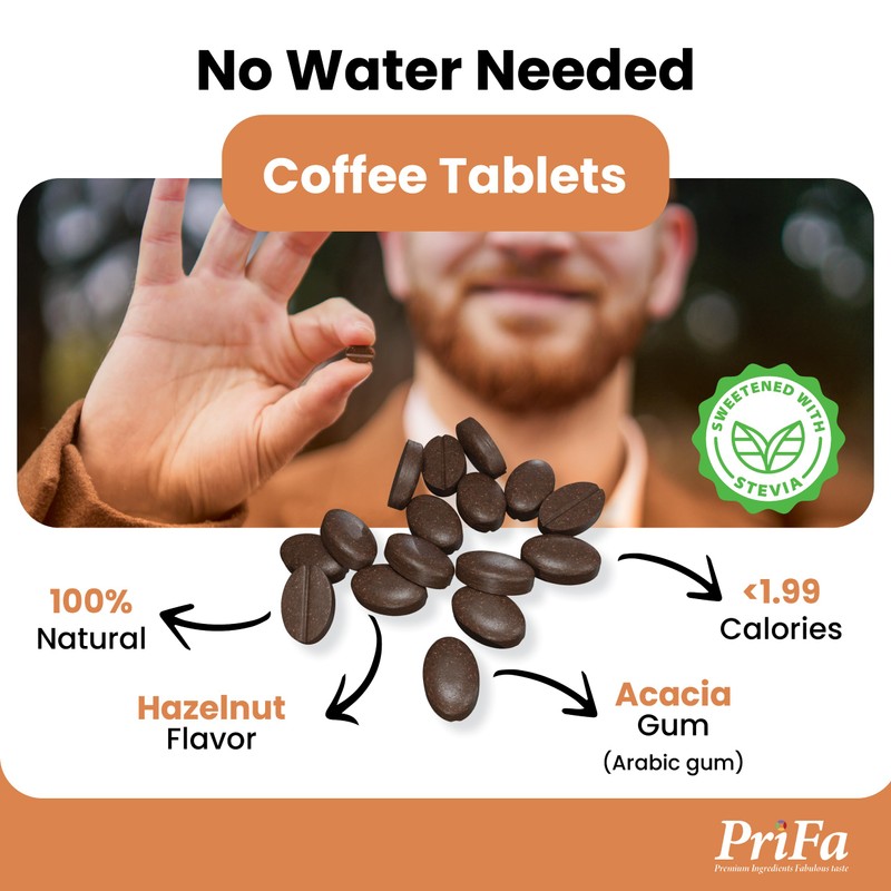 PriFa Hazelnut Coffee Tablets – Sweetened with Stevia, Nutty &