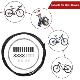 Universal Bicycle Shift Cable Steel Shift Cable Set Hose Front Back with Outer Shell Buckle Clip End Caps O Rings End Sleeves for Mountain Bike Road Bike Repair Black
