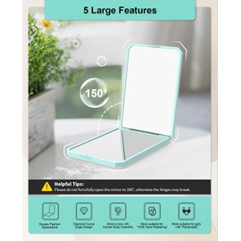 wobsion wobsion Small Compact Mirror,1x/2x Travel Magnifying Mirror,2-Sided Handheld Portable Folding Mirror,Mini Makeup Mirror for Purse,Pocket,Gifts,Square(Cyan)