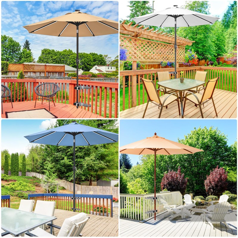 Lifeswell Heavy Duty Deck Railing Umbrella Holder, Adjustable Patio Umbrella