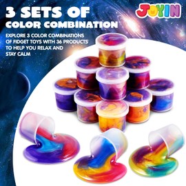 JOYIN Slime Party Favors, 36 Pack Galaxy Slime Cup Party Favors - Stretchy, Non-Sticky, Mess-Free, Stress Relief, and Safe for Girls and Boys - Classroom Reward, Christmas Party Supplies