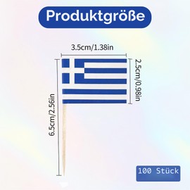 Pack of 100 Greece Flag Toothpicks, Greece Countries Toothpick Flags, Greek Flag Decoration, Mini Greek Cocktail Fruit, Cupcake Toppers Stick for Buffet, Party, Toothpick Cake Decoration