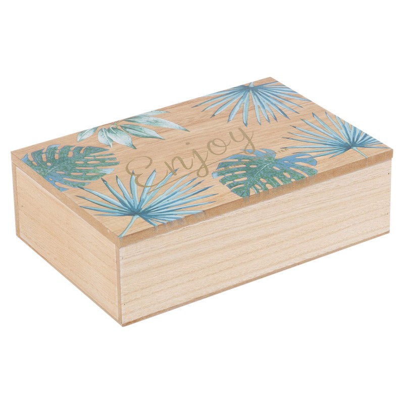 URBNLIVING Teebox mit 6 Fächern, Blatt-Design, bemalt