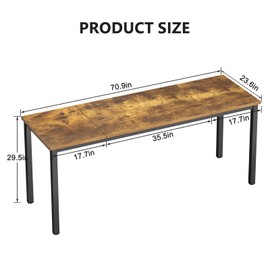 DlandHome 71 inches X-Large Computer Desk, Composite Wood Board, Decent and Steady Home Office Desk/Workstation/Table,23.6 Wide, Retro