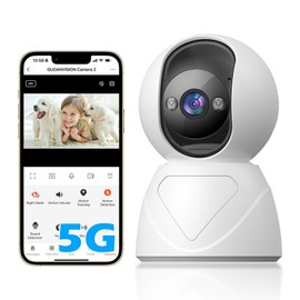 GUOANVISION Indoor Pan/Tilt Security Camera, 5G WiFi Home Cameras for Baby Monitor/Pet Camera, Auto-Focus and Zoom, Motion Detection, 2-Way Audio, Siren, Night Vision, Cloud & SD Card Storage