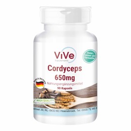 Cordyceps 650 mg – 90 Capsules – Vegan – Mushroom Powder from Mycelium – Vital Mushroom | Quality from Germany ViVe Supplements