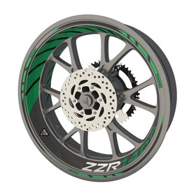 Complete Pack of Motorcycle Rim Stickers for Kawasaki ZZR 1400 Premium Quality (2 Wheel Stickers) (Green)