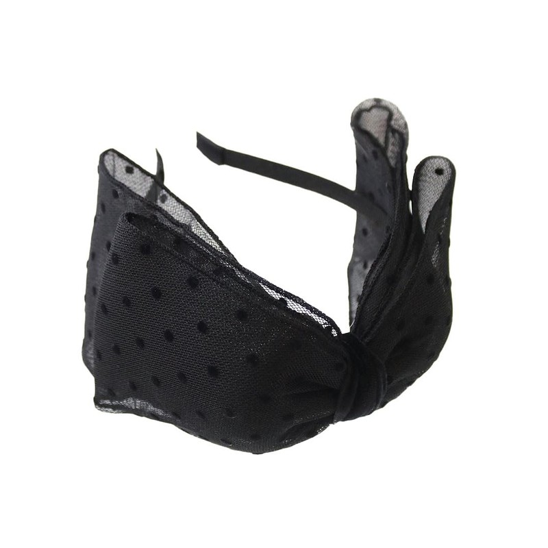 KOBE VINGTAINE HK-344 Headband, Dotted Pattern, Ribbon, Tulle, Large, Adult