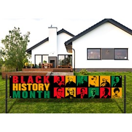 Sunwer Black History Month Fence Banner Afro African American National Holiday Party Decor Yard Porch Sign Decoration Photo Booth Backdrop