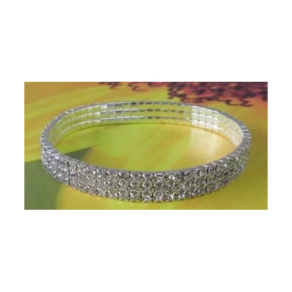 Unbranded 3 Line Rhinestone Silver Stretch Anklet