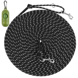 30FT Reflective Cat Leash,Escape Proof Long Training Lead for Cats Kittens & Small Pets,Durable Outdoor Walking Leash with Waste Bag Dispenser(Black)