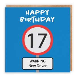Hunts England - Funny 17th Birthday Card - Happy Birthday - Warning New Driver - Road Sign Collection - Brown Envelope