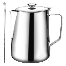 Sporgo 350 ml Milk Jug with Lid: Milk Jug Stainless Steel 12 oz Handheld Frothing Jug Milk Frothing Jug Espresso Jug Milk Foam Jug for Cappuccino, Latte and Espresso