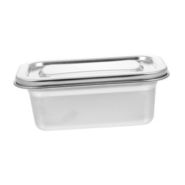 HOMSFOU Ice Cream Box, Stainless Steel Food Storage Container, 1.38L, Rectangular, Food Grade, Reusable, Air-Tight, Silver, 17X11X7CM