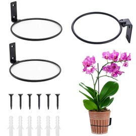 Ompinda Flower Pot Holder Ring, 3 Pack Collapsible Metal Wall Mounted Metal Planter Hangers Ring with Screws for Indoor Use and Outdoor Garden Decor (6 inch)