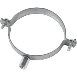 HVAC OV 5" Inch Galvanized Steel Duct Clamp - Metal Pipe Hanger - Rigid Tube Brackets - Conduit Wall Attachment - Duct Fastening - Channel Attachment
