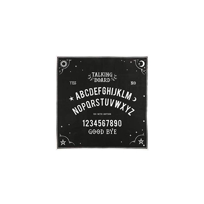 Mystical Black & White Cotton Talking Board Altar Cloth -