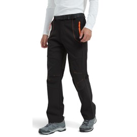 FFEATIANDY Men's Hiking Snow Ski Pants Softshell Fleece Lined Winter Water Repellent Outdoor Fishing Cargo Pants Black XXL