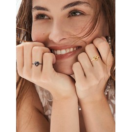 Silvora 925 Sterling Silver Knot Ring Black Promise Ring Heart Love Rings for Women Band Ring Size 11