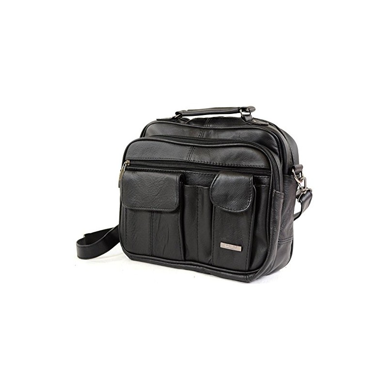 Ladies Mens Real Leather Travel Flight Shoulder Cross Body Organiser