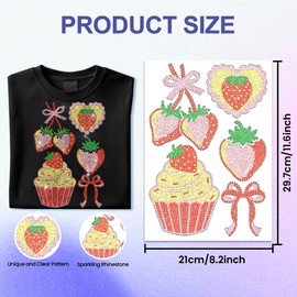 ANATTASOUL Bügeleisen Auf Strass Transfer Aufkleber Kristall Bügelaufkleber Erdbeer-Element Hotfix Bling Strass Patch Für Kleidung Hut Tragetasche DIY Kunsthandwerk Geschenke Festival