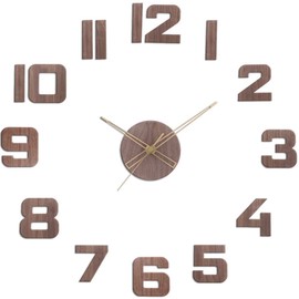 PRIM Veneer DIY Wall Clock Wood, Made in EU, Wood Wall Decoration Diameter from 600 to 1000 mm, 3D Wooden Numbers, Wooden Wall Clock Large XXL, Wall Clock Kitchen, Bedroom (Dark Wood)