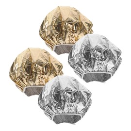 Outanaya Hat 4pcs Tin Foil Hair Processing Cap for Steaming Foil Shower Cap Hair Heat Cap Reusable Deep Conditioning Hair Coloring