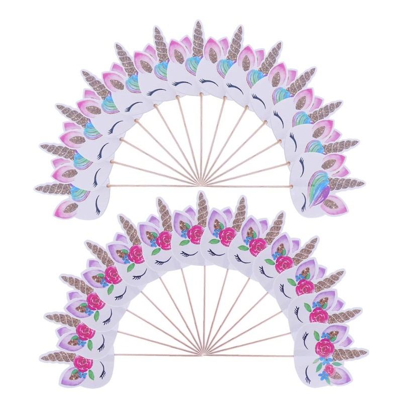 CCINEE 48 piezas de decoración de unicornio arcoíris para cupcakes,