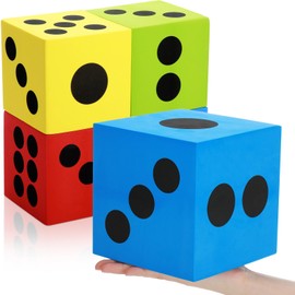 Relaxgiant 4 Pcs Giant Foam Dice for Classrooms 5.9 Inch Large Dot Dice Educational Learning Tool for Kids, Math Games Party Supply (Red,Blue,Green,Yellow)