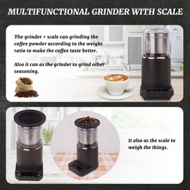 Hakka Electric Coffee Grinder with Scale, Multi-Functions Spice Grinders Small Herbs Grinding Machine Mixing Weighing Timmer Electronic Balance Portable Stainless Steel Blades Grinders 200W/21000RPM
