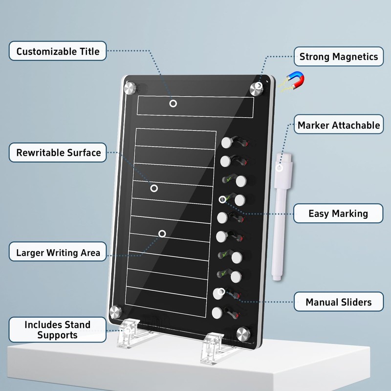 NiHome Magnetic Acrylic to Do List Planning Board with Sliders