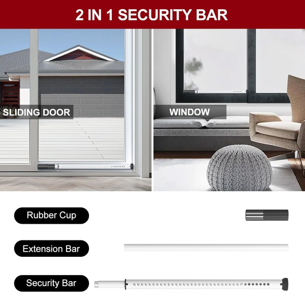AceMining AceMining Sliding Door Security Bar,Heavy Duty Sliding Patio Door