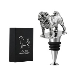 Pug Dog Wine Bottle Stopper With Gift Box - Christmas Birthday Gifts for Women Men Dog Lovers - Champagne Prosecco Stopper
