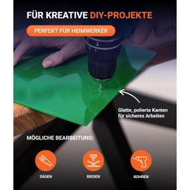 EH Design Acrylic Glass Plate - Orange Cuts to Measure (500 x 500 x 3 mm) - UV-Resistant & Weatherproof - 7 x Shatterproof than Glass - For DIY, Furniture & Lamps - Made in Germany