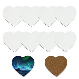 MR.R 10 Heart Shape MDF Coasters, Raw Wood Back Hardboard Sublimation Blanks, Absorbent Heat Transfer Cup Coasters for Drinks, Party Supplies