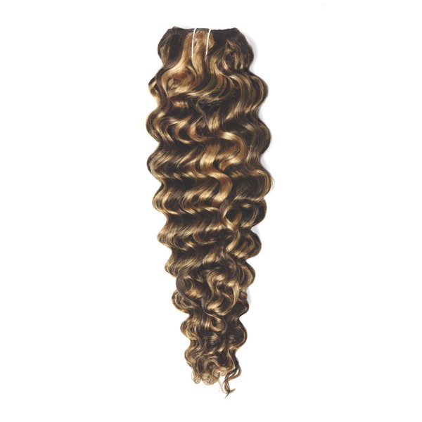 cliphair Curly Clip-In Human Hair Extensions -  Chocolate Honey (#4/27), 14" (115g)