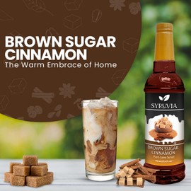 Syruvia 4 Pack Brown Sugar Cinnamon Syrup for Coffee – Brown Sugar Cinnamon Coffee Syrup Flavor, 25.4 fl oz, Kosher, Gluten Free, Ideal for Coffee, Drinks, Desserts, and More, No Coloring