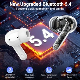 Rinsmola Wireless Earbuds, Bluetooth 5.4 Ear Buds 2025 New Wireless Headphones with 4 ENC Mics/Noise Cancelling in Ear Headphones, Deep Bass Stereo Earphones 36H Playtime, IP7 Waterproof/USB-C Headset