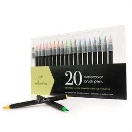 Brilliant Bee - Watercolor Brush Pens for Painting and Calligraphy (20 pack) – Blendable, Water-Based Ink, Real Nylon Brush Tip, Multiple Colors, Planner Pens - For Adults or Kids