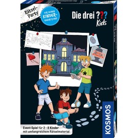 Die drei ??? Kids puzzle party 683443 by Kosmos, birthday party set including decoration, celebrate with Die drei question mark kids and solve case together, complete set for stress-free preparation