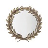 Round Antique Gold Metal Laurel Wreath Wall Mirror