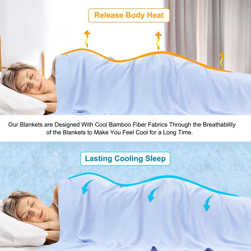 PiccoCasa Cooling Bamboo Blanket All Seasons Breathable for Hot Sleepers,