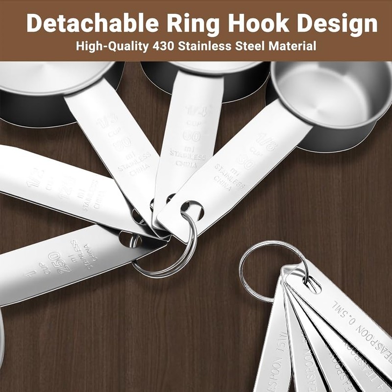 Stainless Steel Measuring Spoon Set 12-Piece, Metal Spoons with Clip