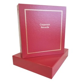 Corporate Kit (Red) - Binder, Slipcase, Minutes & Bylaws, Stock Certificates, Index Tabs & Metal Corporate Seal