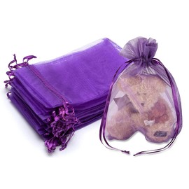 Jwsqmc 5x7 Inch Organza Gift Bags with Drawstring for Jewelry,Candy,Set of 100 Purple Large Goodie Gauze Sachet,Sheer Fabric Mesh Pouches for Baby Shower,Birthday,Party Favors,Wedding,Bridal Shower