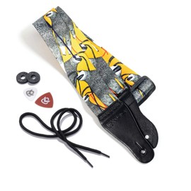 KLIQ Vintage Woven Guitar Strap for Acoustic and Electric Guitars + 2 Free Rubber Strap Locks, 2 Free Guitar Picks and 1 Free Lace | Terylene Printed | Artist Series "It's Not a Phase" by KLA