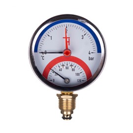 THERMIS Thermomanometer connection from below G1/2 (80 mm) 0-120°C (0-4 bar) temperature pressure gauge 3081