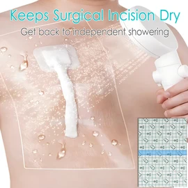 8" x 8" Shower Shields Wound Cover [Pack of 25], Heart Monitor Shower Cover Large Waterproof Bandages Wound Care Shower Protector for Central Line Chest Catheter Chemo Port